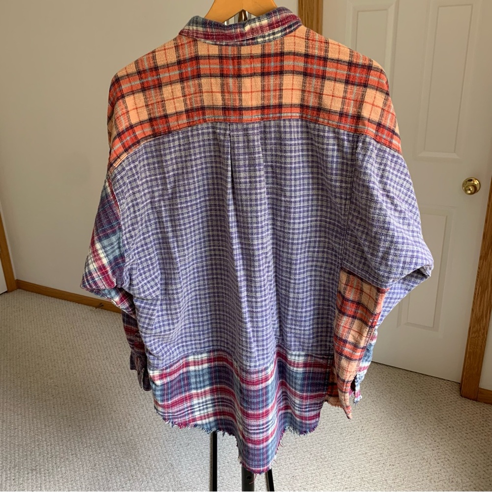 Bdg Patchwork Plaid Flannel Button Down Shirt Wom… - image 3